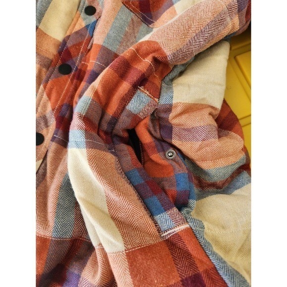 Men's buffalo plaid coat shacket. Orange, blue Size Small - Picture 6 of 11